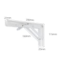 Miniatyrbilde 2 av 5: 2 stk. Foldbare Firkanter, 250mm Foldbar Firkantet, Foldbar Hyllebrakett i Rustfritt Stål, Hvit Hyllebrakett