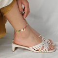 Miniatyrbillede 4 af 5: Ankelkæder til Kvinder Initial Anklet Vandtæt Boho Perleformet Fint Ankelkæde til Teenager Brev Hjerte Håndlavet A