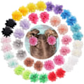 Miniatyrbilde 1 av 5: 40 STK 2.4\" Chiffon Blomst Hårsløyfer Spenner Blomst Små Hårspenner Fint Hår for Jenter Spedbarn Småbarn Sett med 20 Par