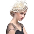 Miniatyrbilde 1 av 5: Bred, Sjarmerende Blomster Hårklipp Cocktailhatt Formelle Bryllup Anledning