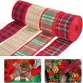 Miniatyrbilde 1 av 5: 4 stk røde juleburlapbåndruller Buffalo Plaid Wired Edge We