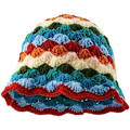 Miniatyrbillede 1 af 5: Hætte Kvinder Trendy Strikket Blomster Floppy Cap Sød Boho Blomst Håndlavet Beanies Udendørs Boho Rejse Fiskehat