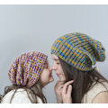 Miniatyrbillede 2 af 3: Kvinder Slouchy Hue Hat-Lilla Gul Blandet Farve Strik Lang