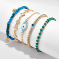 Miniatyrbild 1 av 5: Simsly 5-pack Boho Anklets Set Strandarmband med Pärlor Legering S