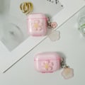 Miniatyrbild 2 av 4: Skal för AirPods 3:e generationen Rosa 3D-Blomma Söt Klar Glitter, Estetisk Dam Tjejig med Nyckelring Skyddande Hörlursskydd för AirPod 3