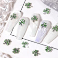 Pikkukuva 3 / 4: Shamrock-kynsilakat, hopea Shamrock-kynsikoristeet kristallilla, 3D St. Patrick's Day -kynsikivet, seoshopea