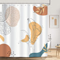 Miniatyrbilde 1 av 5: Abstrakt Bohemsk Dusjforheng med Blader 180 x 180 cm Badeforheng Polyester Stoff Anti-Mugg Vanntett Vaskbart Baderomsforheng med 12 Kroker for Badekar