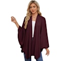 Miniatyrbilde 2 av 4: Elegante sjal-wraps for kvinner - Myk poncho-genser med åpen front for vår, høst og vinter
