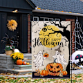 Pikkukuva 4 / 5: 1 kpl Halloween-puutarhalippu 12x18 kaksisivuinen, haamu Onnellinen Halloween -pihalippu, pellava-kyltit pieni Halloween-puutarha