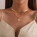 Miniatyrbilde 1 av 5: (Gull)Lagdelt Lotus Anheng Halskjeder Perler Choker Halskjede