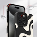 Miniatyrbild 4 av 5: iPhone 15 Pro Max Skal, Söt Zebra Vågmönster Design Skal för Kvinnor Flickor Mjuk TPU Stötfångare Repskyddande Stötsäker Full