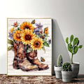 Miniatyrbild 2 av 5: 12 x 16 Tum Diamantmålning Kit för Vuxna, 5D Fjäril Solros Blommor Diamantkonst Kit för Nybörjare, DIY Full