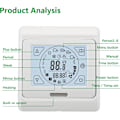 Miniatyrbillede 5 af 5: WG809 Rumtermostat, 7 Dages Programmerbar LCD Skærm AC230V 16A til Elektrisk Gulvvarme Hvid