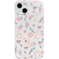Miniatyrbild 1 av 5: Rosa Blommig Kanin Telefonfodral för iPhone 15 Pro Max, Söt Korea 3D Kanin Blomma Cartoon Fodral för Kvinnor Flickor