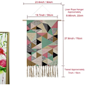 Pikkukuva 3 / 4: Puuvillainen seinävaate riippuva koriste, 20x34 suuri makramee kudottu boho chic bohemian abstrakti geometrinen painettu seinävaate D