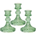 Miniatyrbilde 1 av 5: Glass Lysestakeholder for Tapperte og Søylelys, Skrivebordsdekorasjon for Bryllup Middagsfest - 3 stk (Grønn)