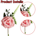Miniatyrbilde 3 av 5: 6 stk. Bryllupsknapphull for menn, Corsage Knapphull, Kunstige rosa roser, for bryllup