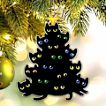 Miniatyrbillede 2 af 4: Sorte Katte Julepynt - Sorte Katteøjne Akryl Flad Pynt - Sød og Spooky Juletræspynt til Katteelskende