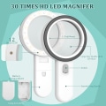 Miniatyrbilde 4 av 5: Opplyst leselupe, 30x forstørrelsesglass med 12 LED-lys, håndholdt forstørrelsesglass, Il