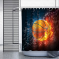 Miniatyrbillede 2 af 5: Basketball Flame Flame Splash Sort Hvid og Sort Temastof B