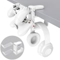 Miniatyrbilde 1 av 5: 3-i-1 PC-spillhodetelefon- og kontrollerholder - EURPMASK hodetelefonstativ med justerbar klemme og 2 kontrollerholdere og roterende arm