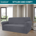Miniatyrbillede 2 af 5: Grå 3-personers moderne sofaovertræk, i Jacquard, elastisk, til