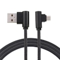 Miniatyrbild 1 av 4: 1 st 1 m svart Android vinklad flätad datakabel, nylon USB-laddningskabel
