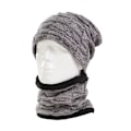 Miniatyrbilde 4 av 4: Grå Unisex Beanie Sjal Sett, 2 i 1 Vinter Termisk Strikket Lue S
