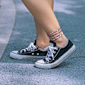 Miniatyrbillede 2 af 5: 15-30cm Vandtætte Snore Anklets Boho Lerperle Ankelarmbånd Søde Klud Rustfrit Stål Mønt Anklet Sæt Strand Sommer
