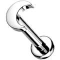 Miniatyrbilde 1 av 3: 1,2 mm x 5 mm - Implantkvalitet Flat Crescent Moon Top Internally Threaded Solid G23 Implantkvalitet Titan Flat Back Labret