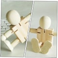 Miniatyrbillede 5 af 5: 4 stk. Hvide Embryo Robot Træhus Ornament Træfigurer U