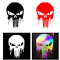 Miniatyrbillede 1 af 5: 4 Pak Carved Ghost Carving Bilsticker Punisher Rider Bleeding Skull Sjove Bilsticker Reflekterende Bilsticker