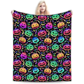 Miniatyrbilde 4 av 5: Halloween-gresskar Teppe Neon Kastteppe Bursdagsgaver Mykt Sofateppe Neon Gresskar Kastteppe for Reise Camping