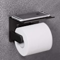Pikkukuva 3 / 5: WC-paperiteline puhelinhyllyllä + 2 pyyhekoukkua, seinälle kiinnitettävä M
