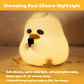 Miniatyrbillede 3 af 5: Sød And Natlampe - Blød Silikone LED Lampe - med Lysdæmper og Timer - Touch Kontrol - USB Genopladelig - Soveværelsesdekoration