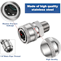 Miniatyrbild 3 av 5: 4 Stycken Högtryckstvätt Koppling, Högtryckstvätt Adapter Set, 1/4 NPT Tum Hane Hona Adapter, Rostfritt Stål, för 5000 Psi Sprutlans (Silver)