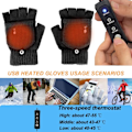 Miniatyrbilde 3 av 5: Unisex USB-oppvarmede hansker for menn og kvinner - Vintervarme laptop-hansker - Full og halv oppvarmede hansker - Strikkede oppvarmede hansker