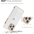 Miniatyrbild 4 av 5: Fodral för iPhone 16 Pro Max - Rektangulär Design, Fullt Kameraskydd, Söt Hjärtformad Mönster, Elektropläterad Förstärkt Majs