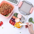 Miniatyrbillede 3 af 3: Madkasse med opdelte rum, frokostsalatbeholder, lækagesikker, opvaskemaskine sikker, frugt Pink