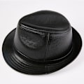 Miniatyrbild 1 av 4: (Svart) Herr Syntetiskt Läder Trilby Hatt