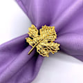 Miniatyrbillede 2 af 5: Efterårsblad Servietringe Sæt af 12, Guld Servietholdere til Thanksgiving, Efterår, Høst, Vinterferier, Jul, Aut