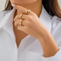 Miniatyrbillede 3 af 5: Tykke Guld Dome Knuckle Ringe til Kvinder Vridning Sølv Tommelfinger Statement Ring Sæt Stabelbare Åbne Finger Ringe Smykker Ac