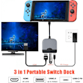 Miniatyrbild 2 av 6: Portabel Switch-docka med HDMI-adapter för Nintendo Switch, Resedocka 3-i-1 Switch Docki Black and Gray