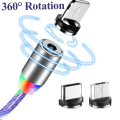Miniatyrbillede 4 af 5: 3 i 1 Magnetisk Lysende Opladerkabel 360 Roterende LED Telefonoplader Multi Opladerkabel