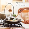 Miniatyrbilde 3 av 5: Rustfritt stål grytelokkholder, lokkholder for gryter og panner, sølebeskyttelse, for ren arbeidsflate