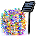 Miniatyrbillede 1 af 5: Udendørs farverige solcellelyskæder, 100 LED'er, 8 tilstande, 12 m, vandtætte solcellelyskæder til have