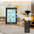 Miniatyrbild 4 av 5: Trådlös väderstation, termometer hygrometer barometer inomhus utomhus med sensor LED-bakgrundsbelysning