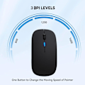 Pikkukuva 6 / 6: (Musta) 02.4G Langaton Kaksoistila Bluetooth-hiiri, LED Latautuva Hiljainen Ultraohut Kannettava Hiiri, P