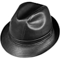 Miniatyrbillede 2 af 4: (Sort) Herre Trilby Hat i Syntetisk Læder