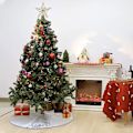Miniatyrbild 5 av 5: 1 st julgransskjort, 48 tum stor vit konstgjord päls julgransskjort med glitter silverbär och glitter